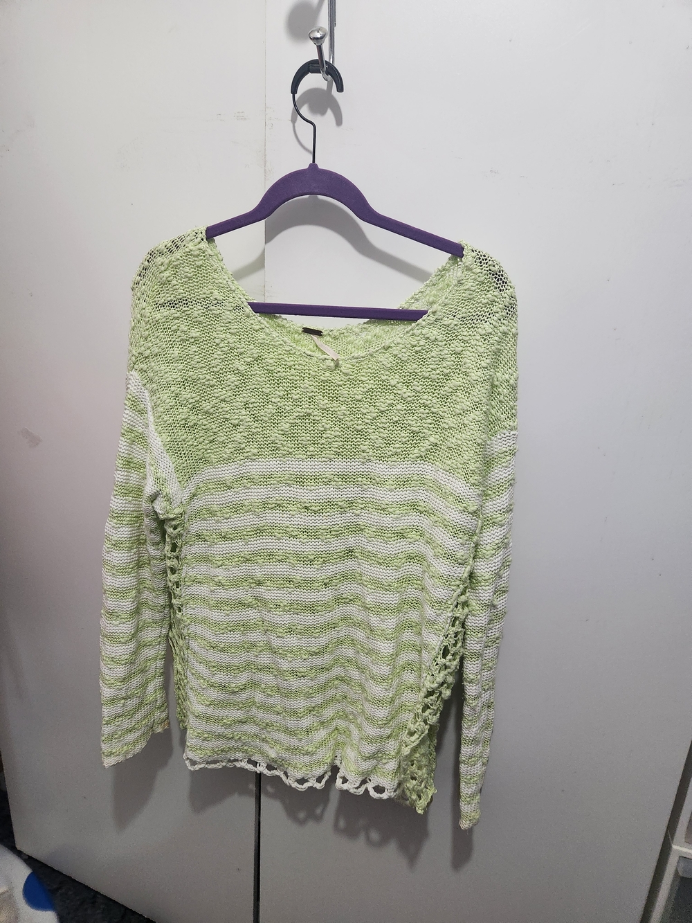 Free People Green Striped Knit Women's Sweater